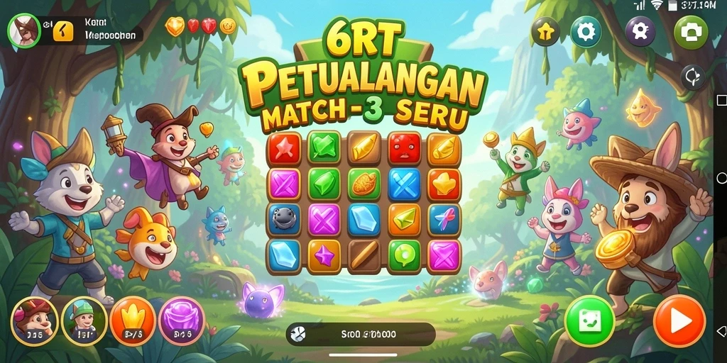 Gameplay seru di 6RT dengan kombinasi warna cerah.