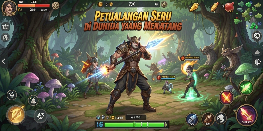 Tangkapan layar utama dari gameplay petualangan yang seru di 73K.