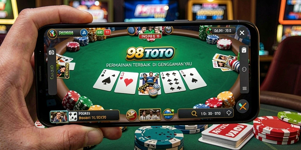 Screenshot gameplay utama 98TOTO menampilkan permainan Poker yang mengasyikan.