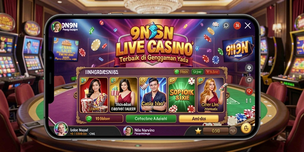 Screenshot menunjukkan dealer profesional dalam aksi di permainan Live Casino.