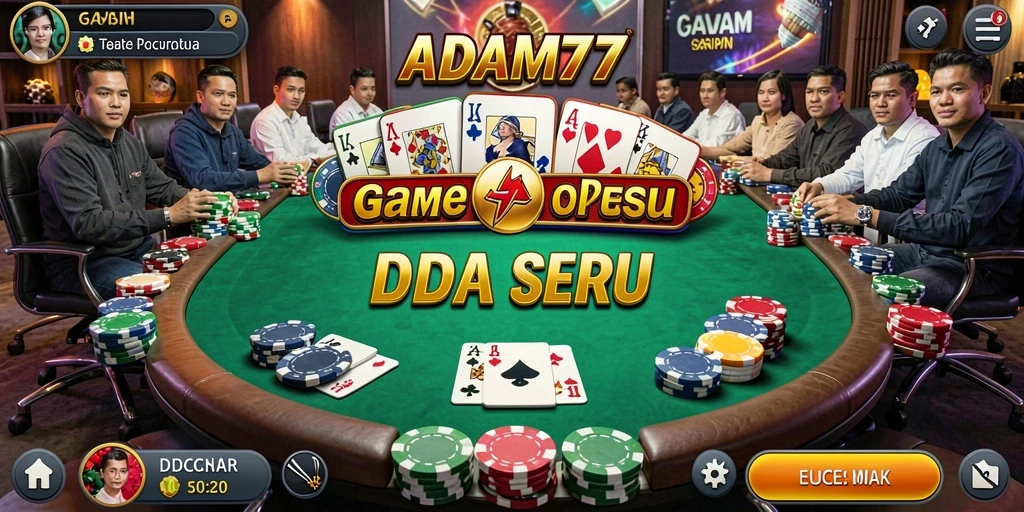 Tampilan menarik dari gameplay Poker di ADAM77.