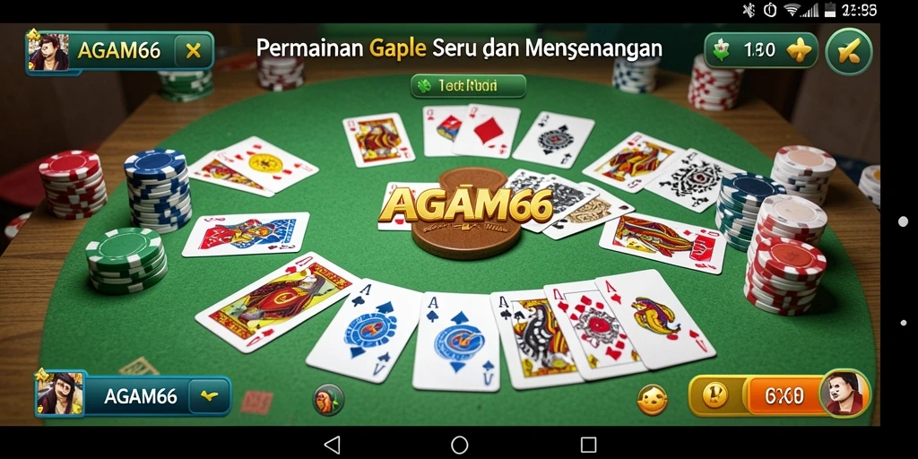 Screenshot gameplay AGAM66 dengan tampilan seru permainan Gaple.
