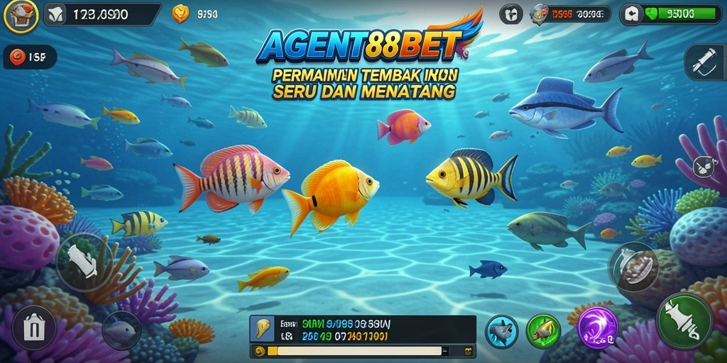 Tampilan dinamis gameplay Tembak Ikan AGENT88BET yang menarik.