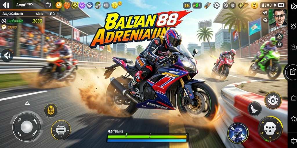 Tampilan gameplay APEK88 yang menegangkan saat balapan motor.
