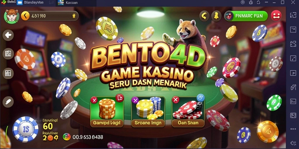 Screenshot gameplay BENTO4D yang menampilkan aksi Kasino penuh warna.