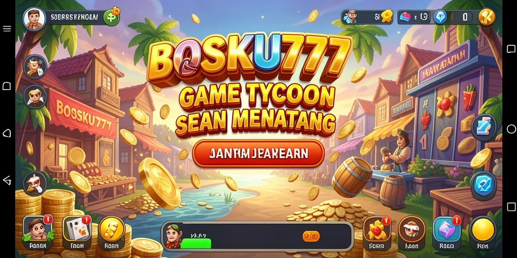 Tampilan gameplay BOSKU777 menampilkan manajemen bisnis yang dinamis.
