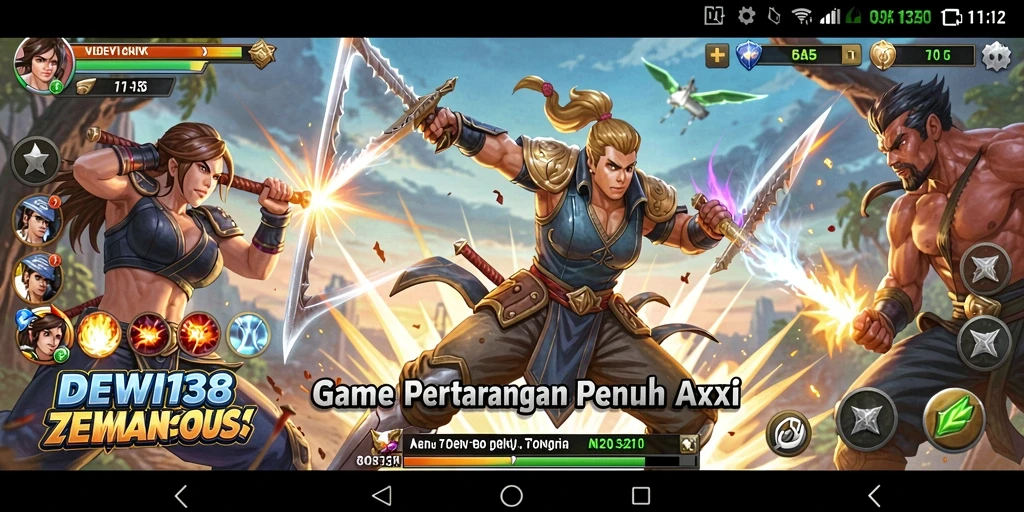 Screenshot gameplay DEWI138 menampilkan aksi pertarungan yang intens.