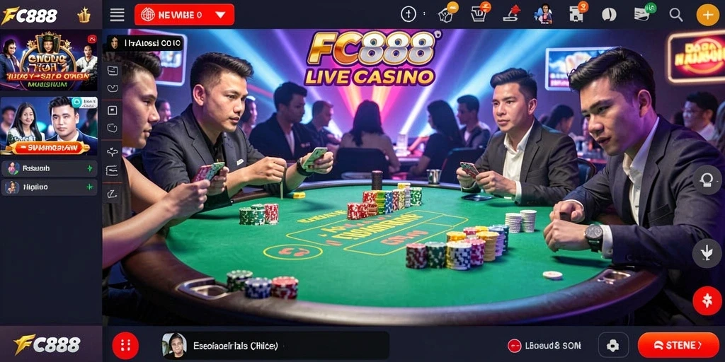 Screenshot gameplay Live Casino yang mendebarkan di FC888.