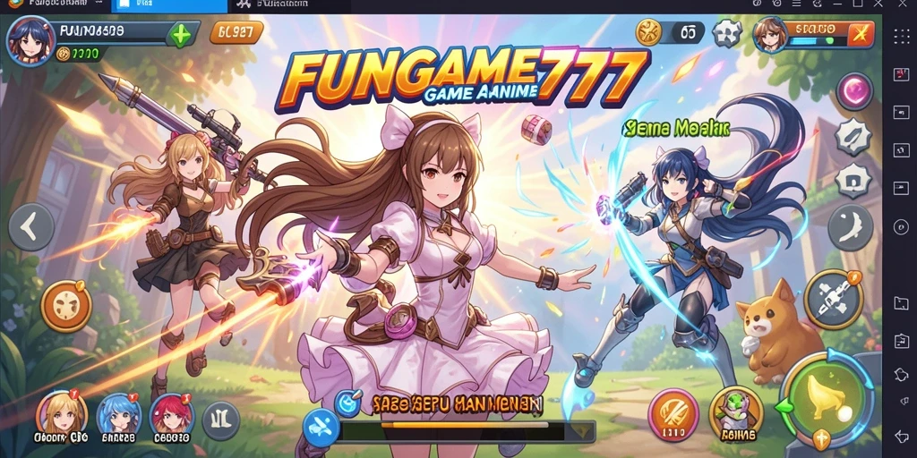 Tampilan gameplay seru dari FUNGAME777 dengan karakter Anime.