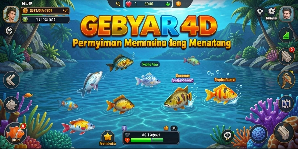 Tampilan gameplay GEBYAR4D yang menarik saat memancing.