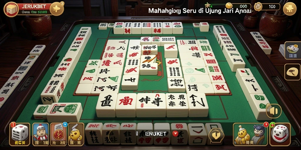 Screenshot utama JERUKBET menampilkan gameplay Mahjong yang mendebarkan.