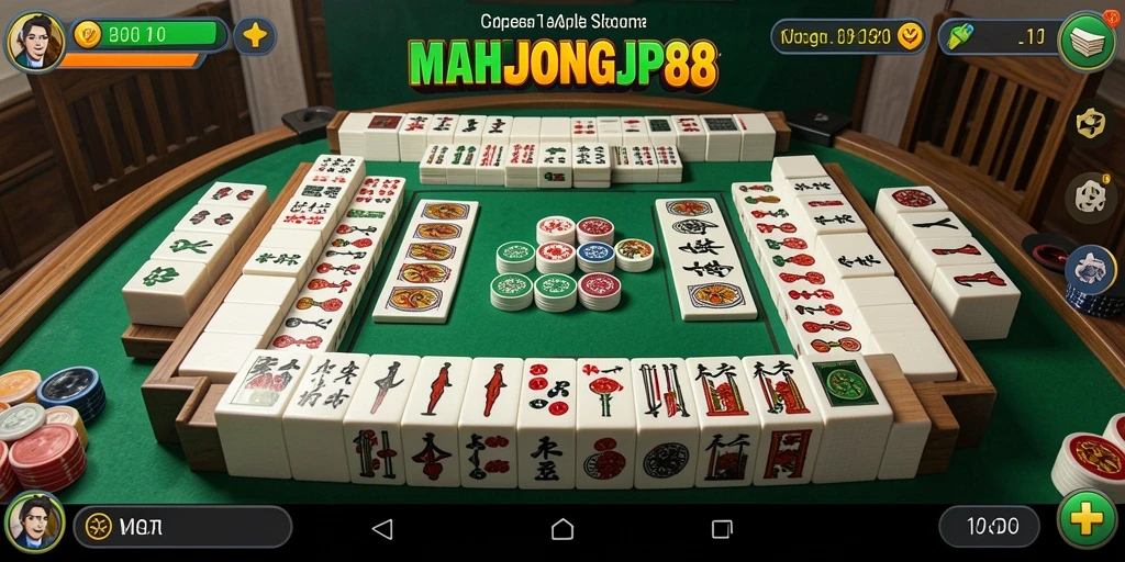 Tampilan gameplay seru dalam MAHJONGJP88 saat bermain Gaple.