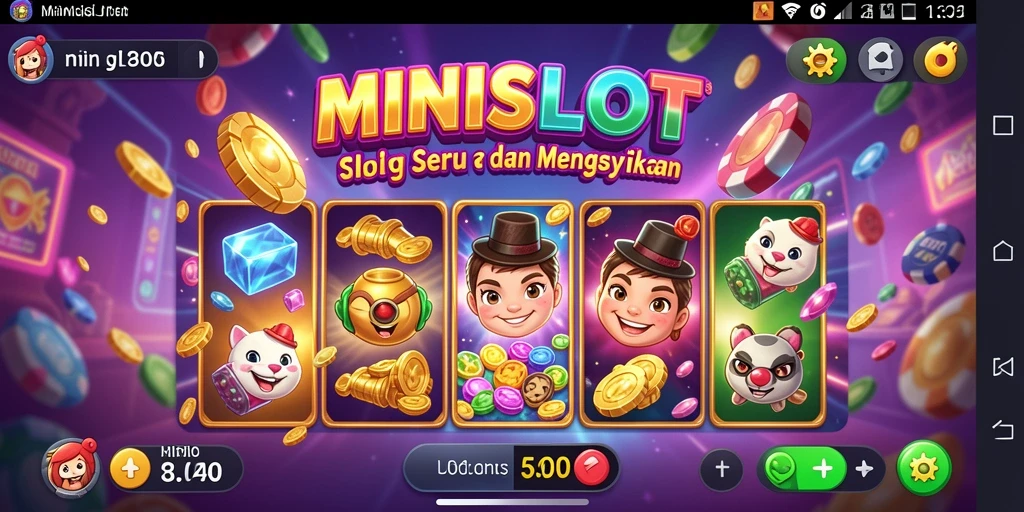 Tampilan gameplay menarik dari MINISLOT dengan kombinasi warna yang cerah.