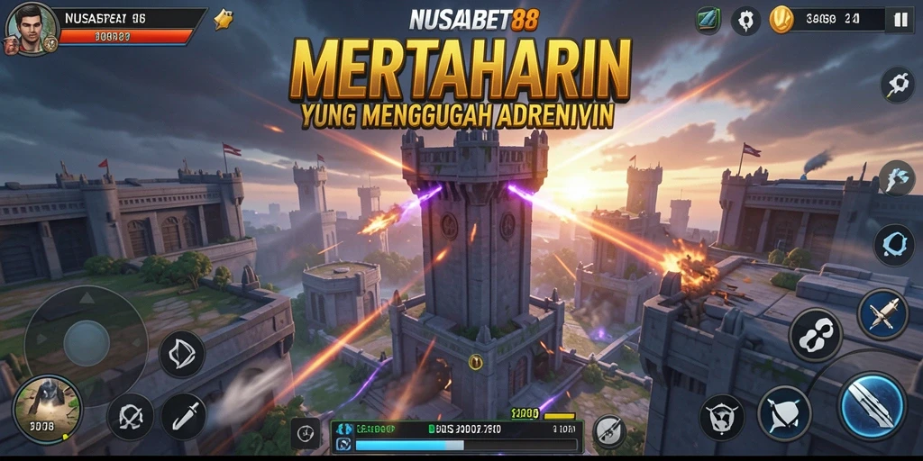 Tampilan gameplay mendebarkan dalam NUSABET88 Tower Defense.
