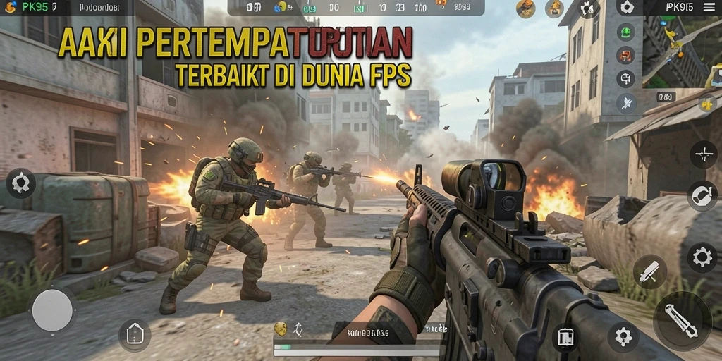 Tampilan seru gameplay PK95 dengan aksi tembak-menembak yang intens.