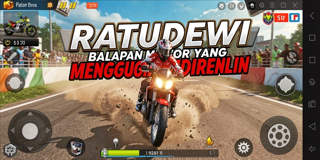 Screenshot gameplay menampilkan balapan motor yang seru dan menarik.