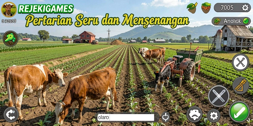 Tangkapan layar menunjukkan aktivitas bertani yang seru dan interaktif.