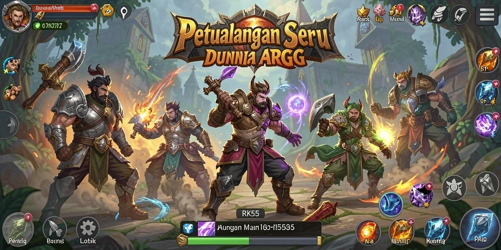 Tampilan menarik dari gameplay seru RK55 di dunia ARPG.