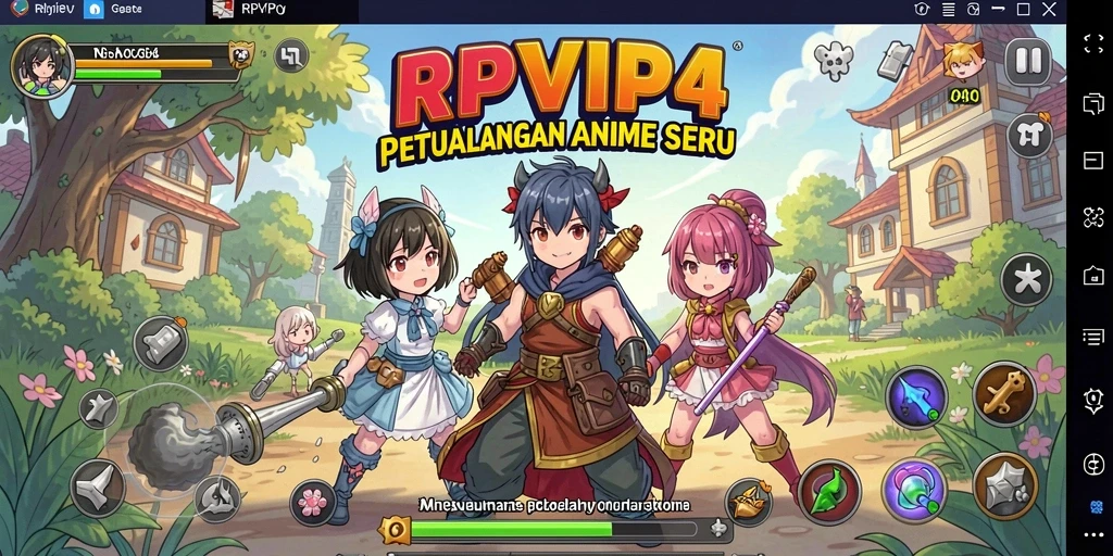 Tampilan gameplay seru di dunia anime yang penuh warna.