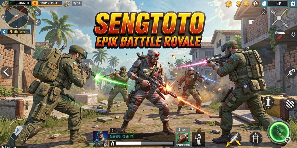 Gameplay SENGTOTO yang intens dalam aksi Battle Royale.
