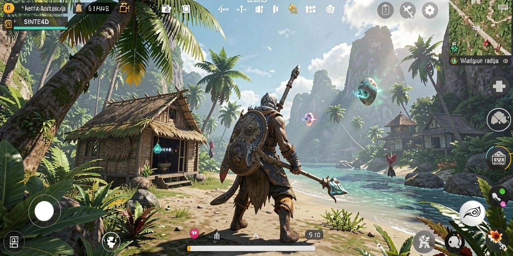 Screenshot menunjukkan pemain menjelajahi dunia Open World yang luas.