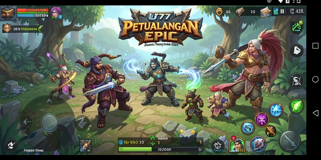 Tampilan gameplay UT77 dengan grafis RPG yang memukau dan karakter yang beragam.