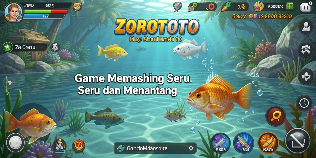Gameplay ZOROTOTO yang menampilkan pengalaman memancing yang seru.